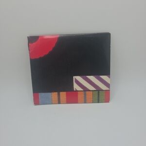 Colorblock Compact Wallet - Black with Multicolor Stripe Accents